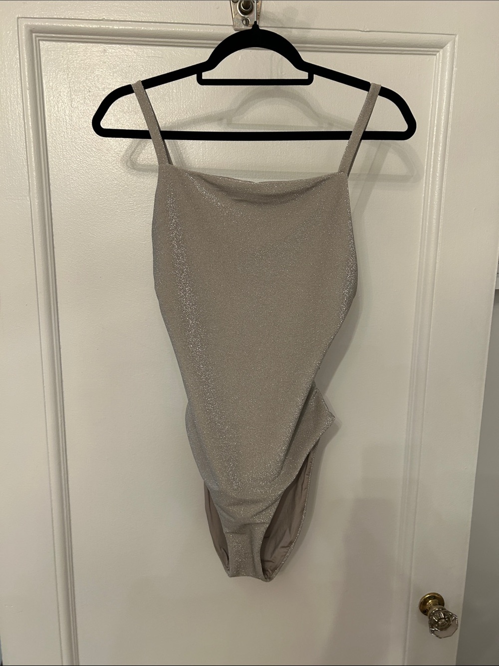 WeWoreWhat Shimmery Taupe One-Piece Swimsuit